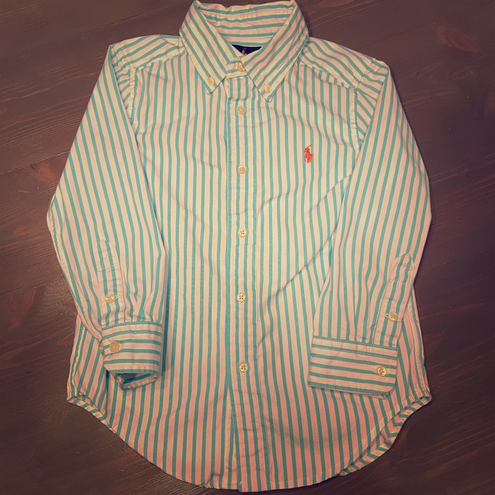 Ralph Lauren BOYS shirt size 4/4T blue and white